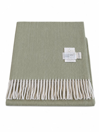 Scottish Herringbone Knee Lap Blanket – Green – 72 x 190cm