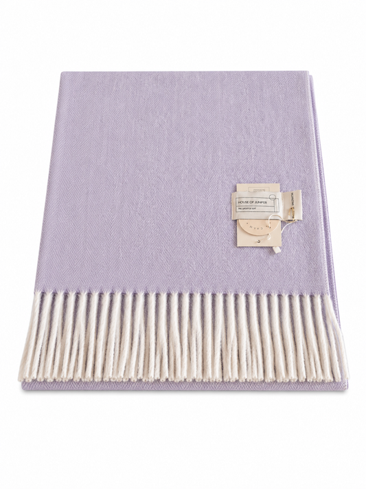 Knee Lap Blanket Scottish Herringbone 72 x 190cm Colour Heather Light Lilac