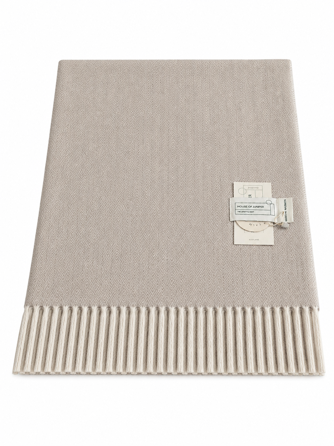 Knee Lap Blanket Scottish Herringbone 72 x 190cm Colour Sand (Beige/Natural)