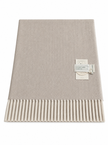 Knee Lap Blanket Scottish Herringbone 72 x 190cm Colour Sand (Beige/Natural)