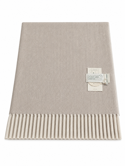 Knee Lap Blanket Scottish Herringbone 72 x 190cm Colour Sand (Beige/Natural)
