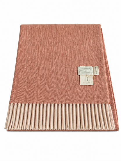 Knee Lap Blanket Scottish Herringbone 72 x 190cm Colour Spice (Warm Terracotta)