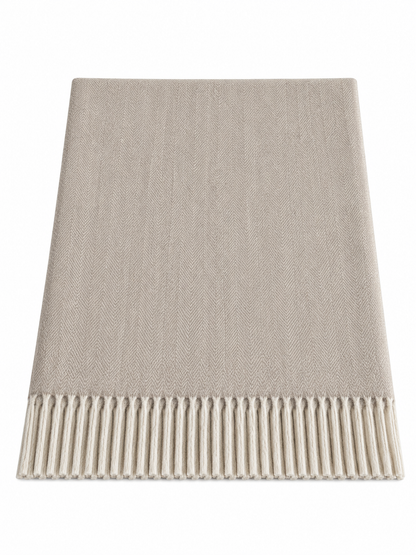 Knee Lap Blanket Scottish Herringbone 72 x 190cm Colour Sand (Beige/Natural)