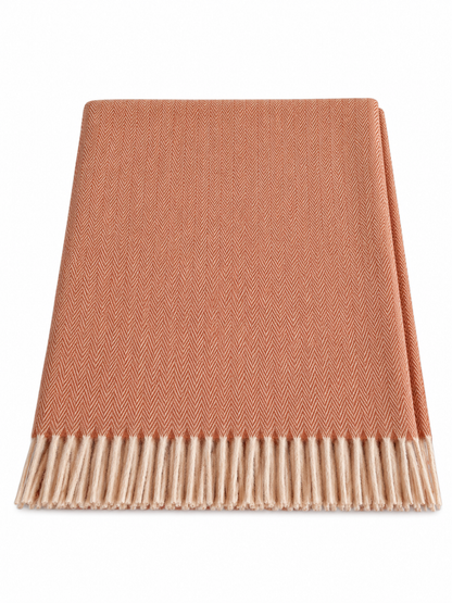 Knee Lap Blanket Scottish Herringbone 72 x 190cm Colour Spice (Warm Terracotta)