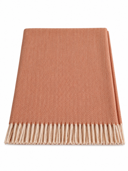 Knee Lap Blanket Scottish Herringbone 72 x 190cm Colour Spice (Warm Terracotta)
