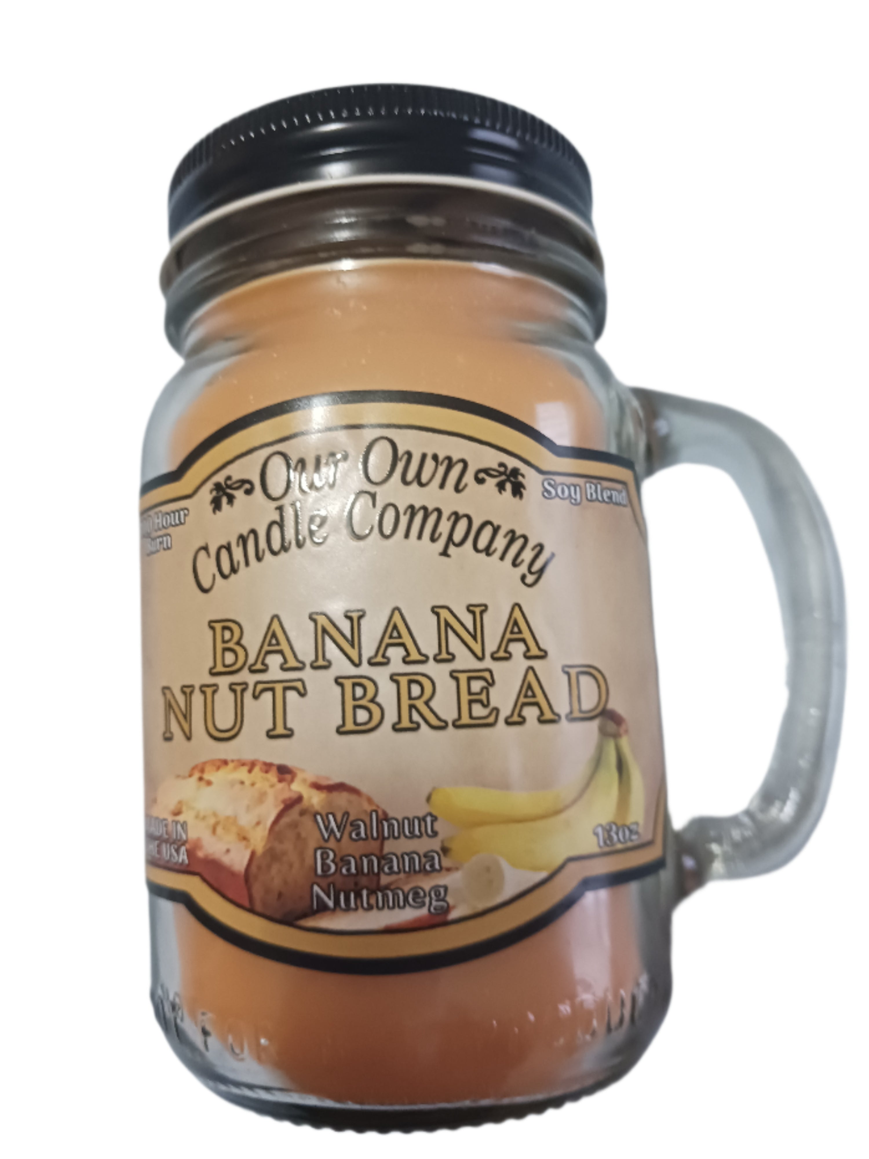 Banana Nut Bread - Scented 13 Ounce Mason Jar Candle - Our Own Candle Company