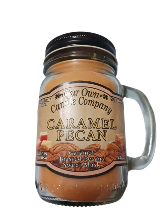 Caramel Pecan - Fragranced Large 13oz Mason Jar Candle - Our Own Candle Company