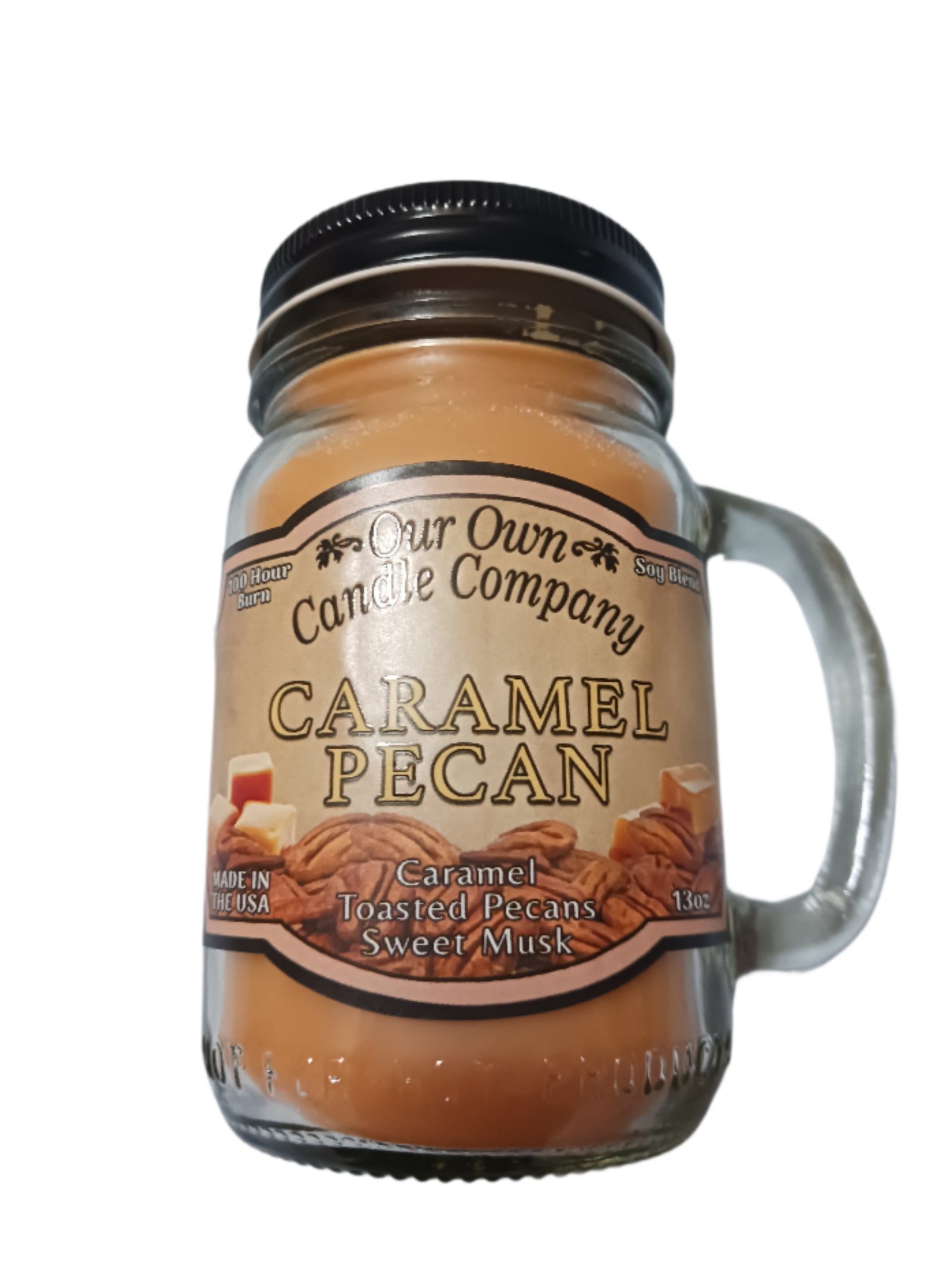 Caramel Pecan - Fragranced Large 13oz Mason Jar Candle - Our Own Candle Company