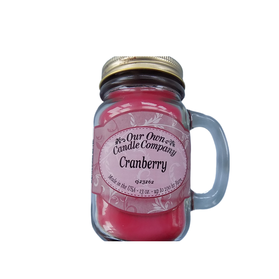 Cranberry - Scented Jar Candle 100 hr burn time - Our Own Candle 13oz