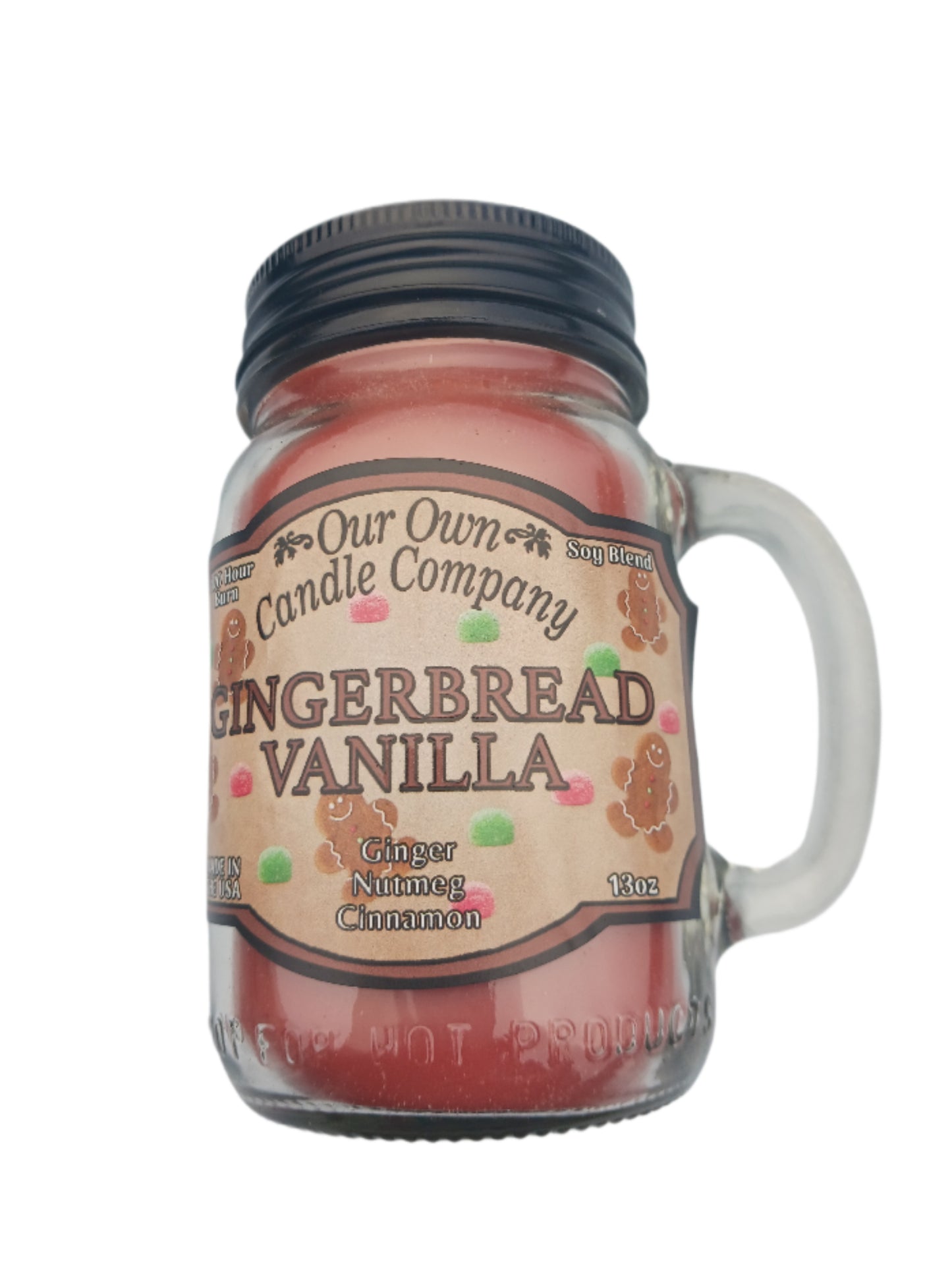 Our Own Candle Company Gingerbread Vanilla   Scented 13 Ounce Mason Jar Candle