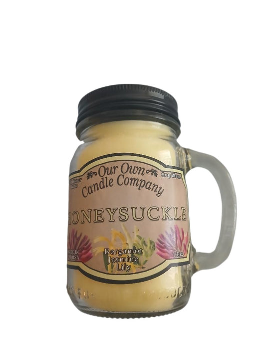 Our Own Candle Company Honeysuckle Scented 13 Ounce Mason Jar Candle