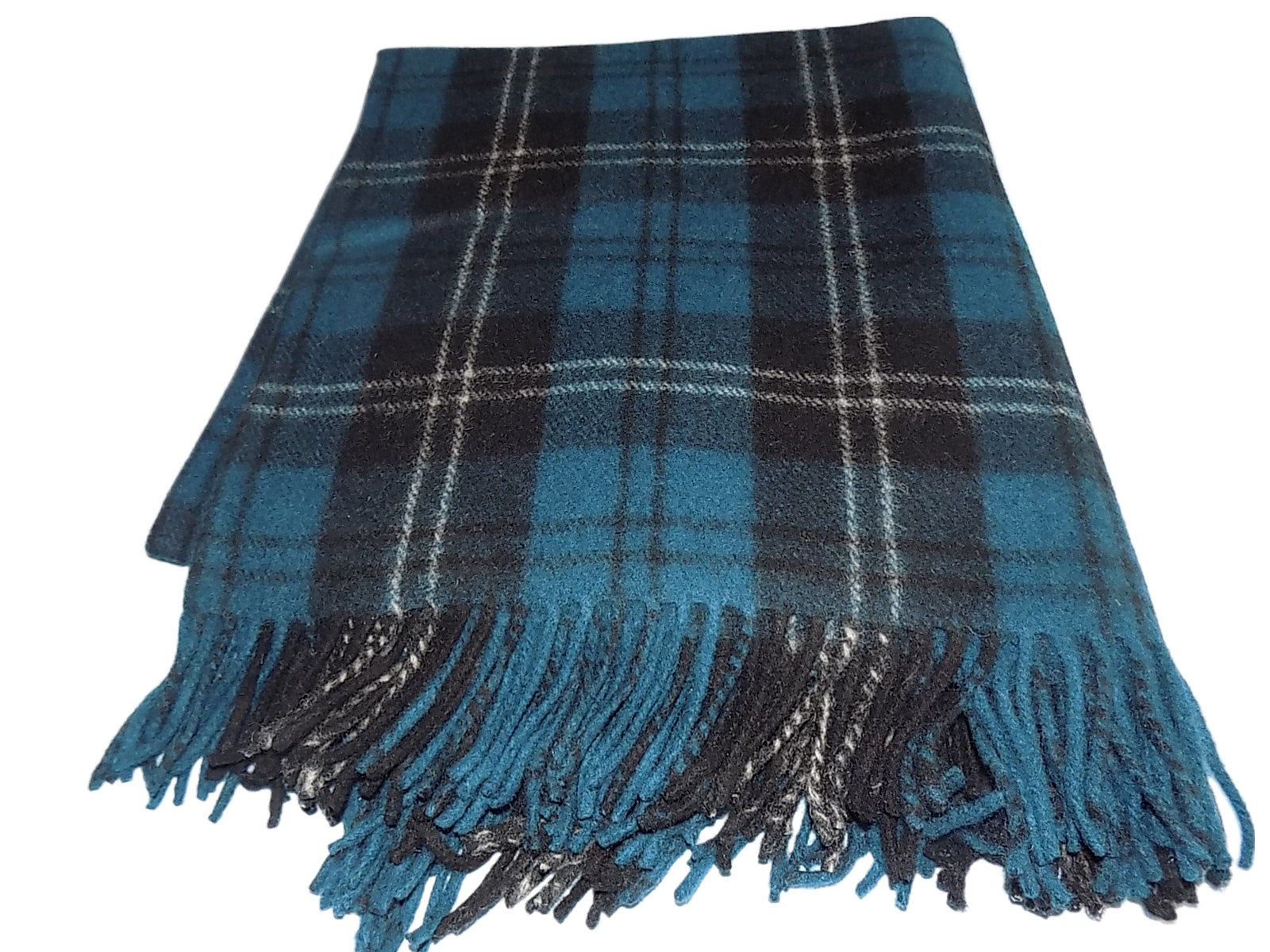 Edinburgh Wool Blend Tartan Blanket / Throw Extra Warm Ramsay Blue Tartan