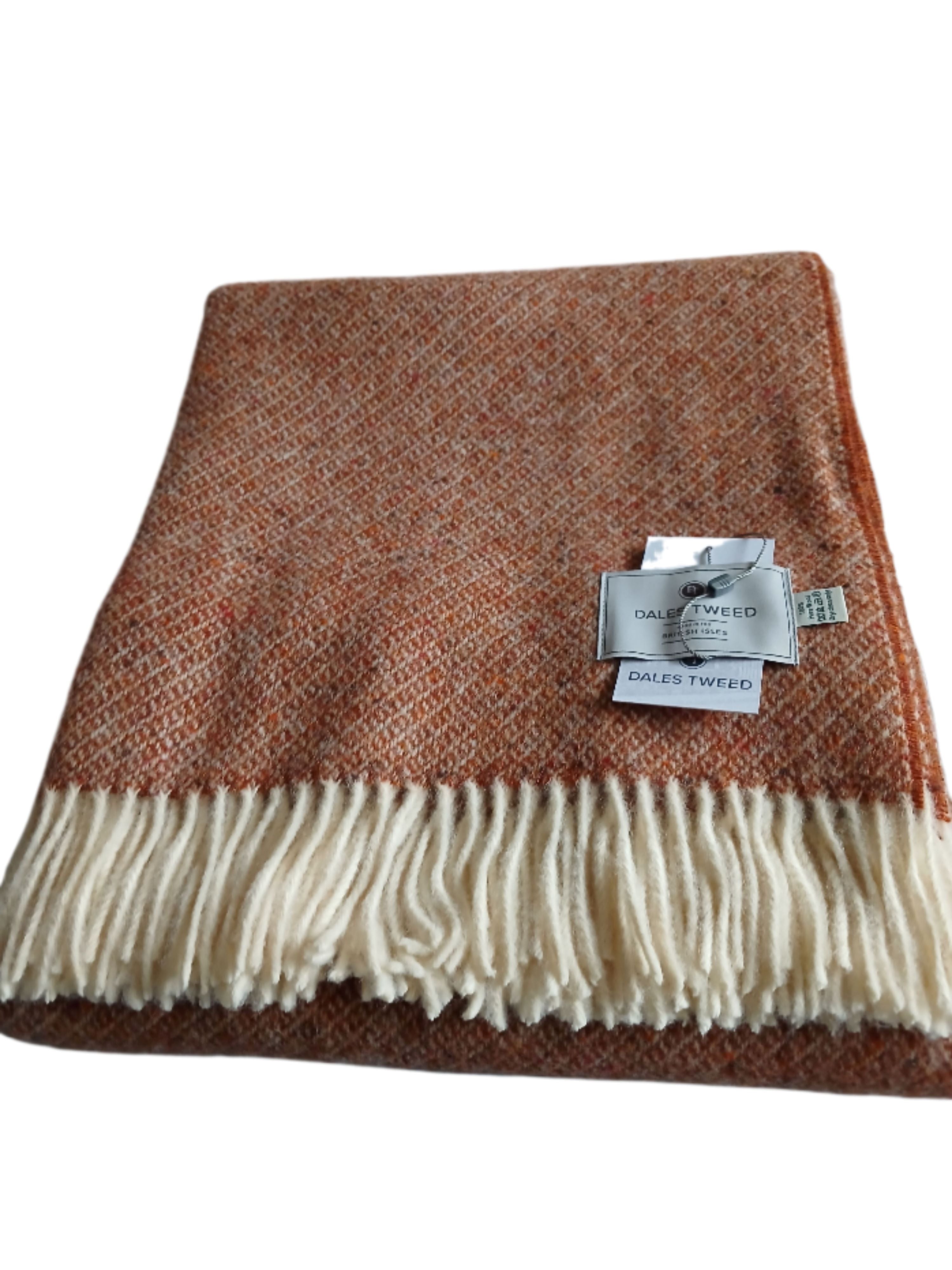 Dales Tweed 100% Pure Wool Donegal Throw Colour Classic Rust tone