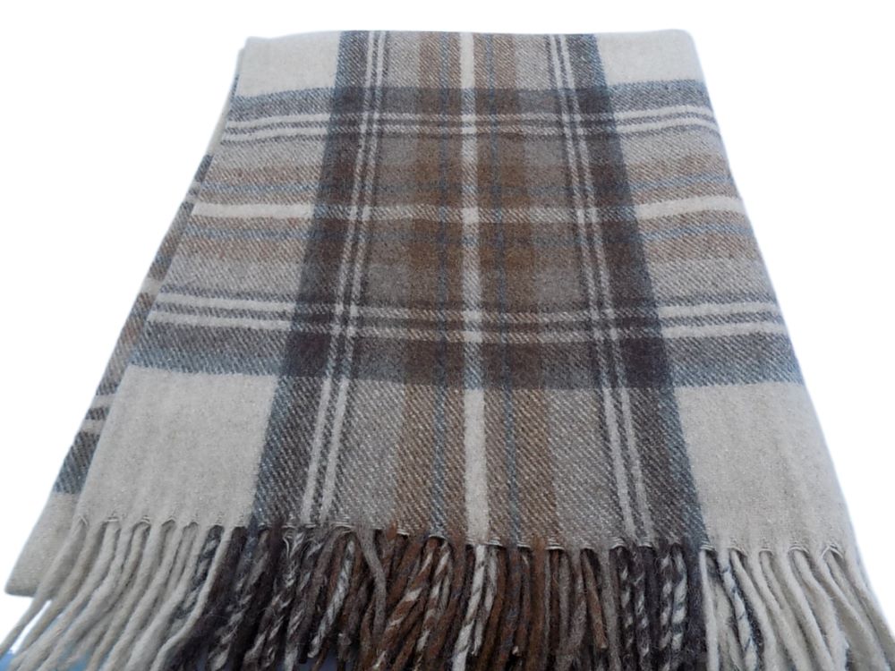 Wool Knee Blanket/Throw Stewart Natural Dress Tartan