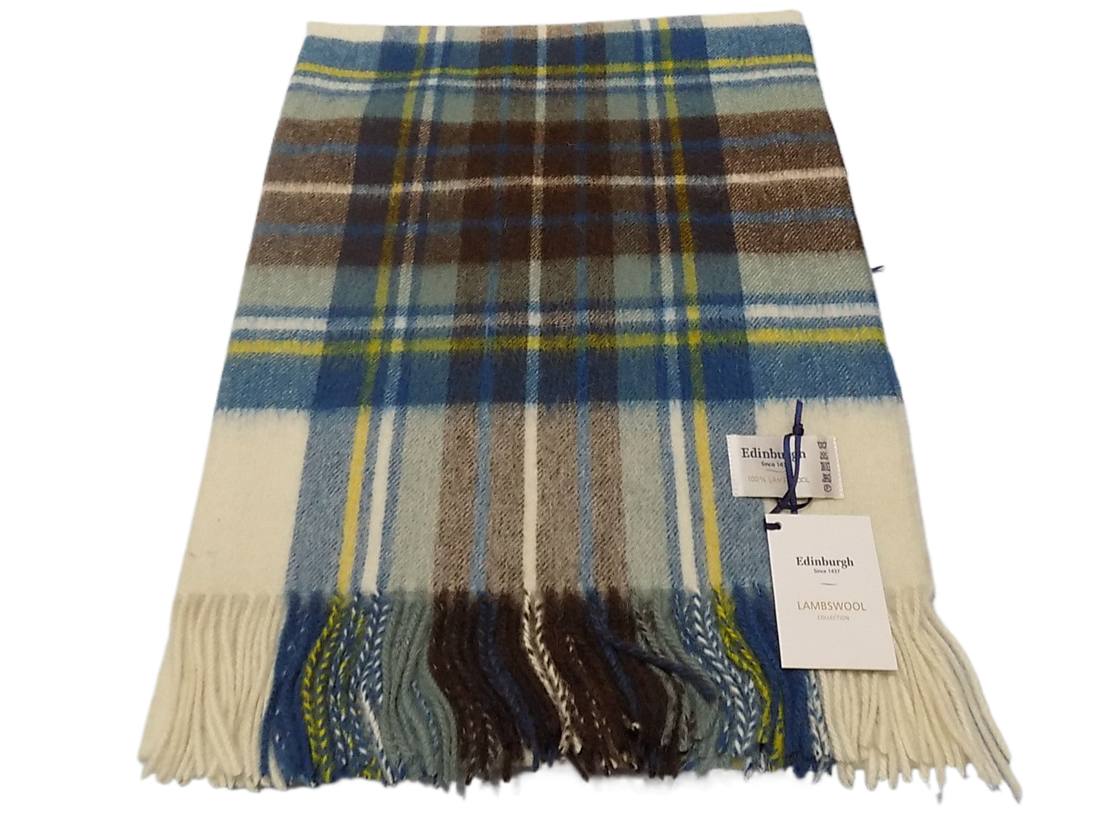 Edinburgh Tartan 100% Lambswool Large Stole Scarf Stewart Mute Blue