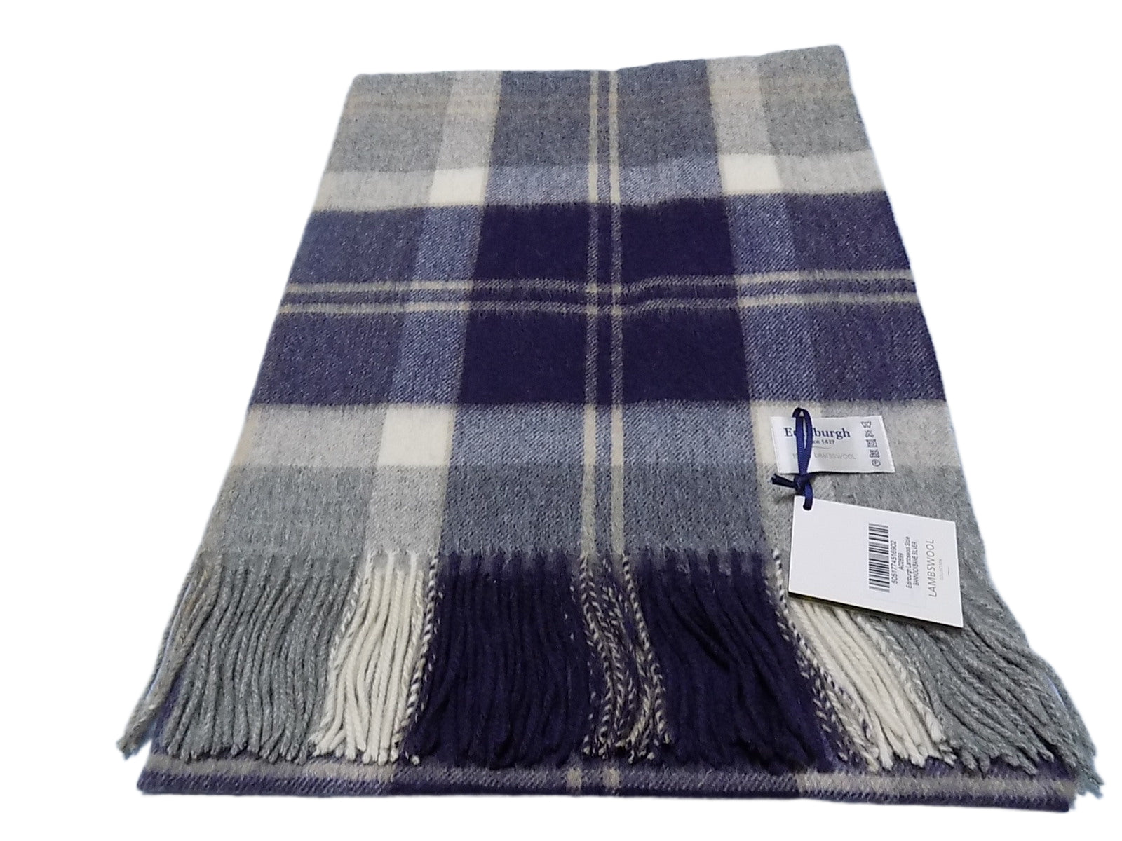 Edinburgh Tartan 100% Lambswool Large Stole Scarf Bannockbane Silver