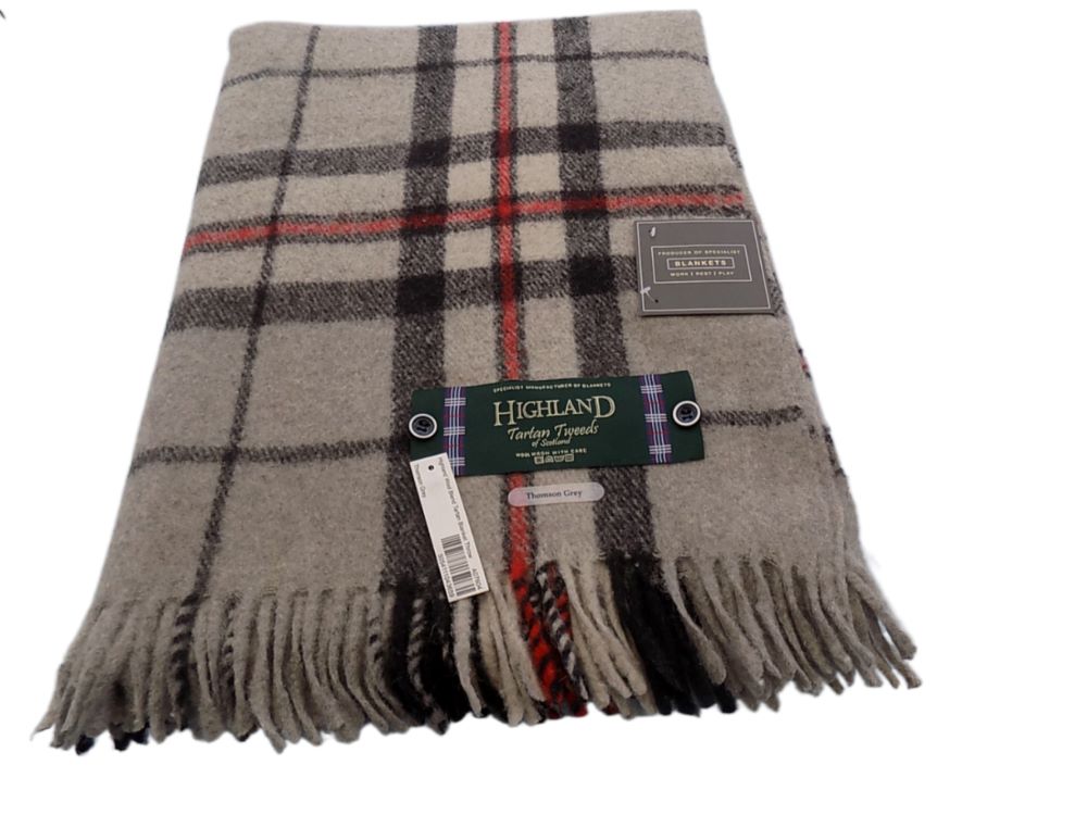 Wool Knee Blanket/Throw Thomson Grey Tartan