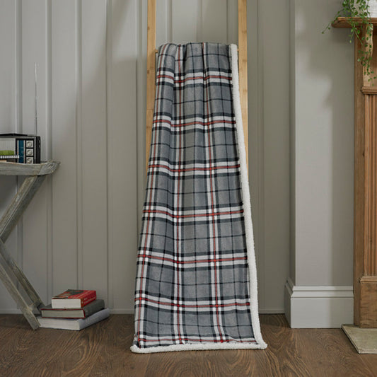 Sherpa Reverse Thomson Grey Ultra Plush Warm Blanket Throw in Grey & White