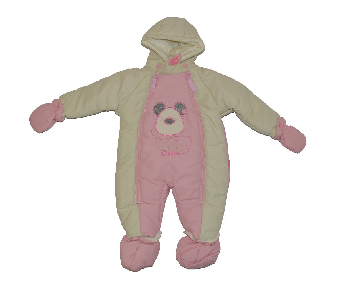 Snowsuit Mouse (Motif CUTE) Colour Pink & Cream 3-6 mths