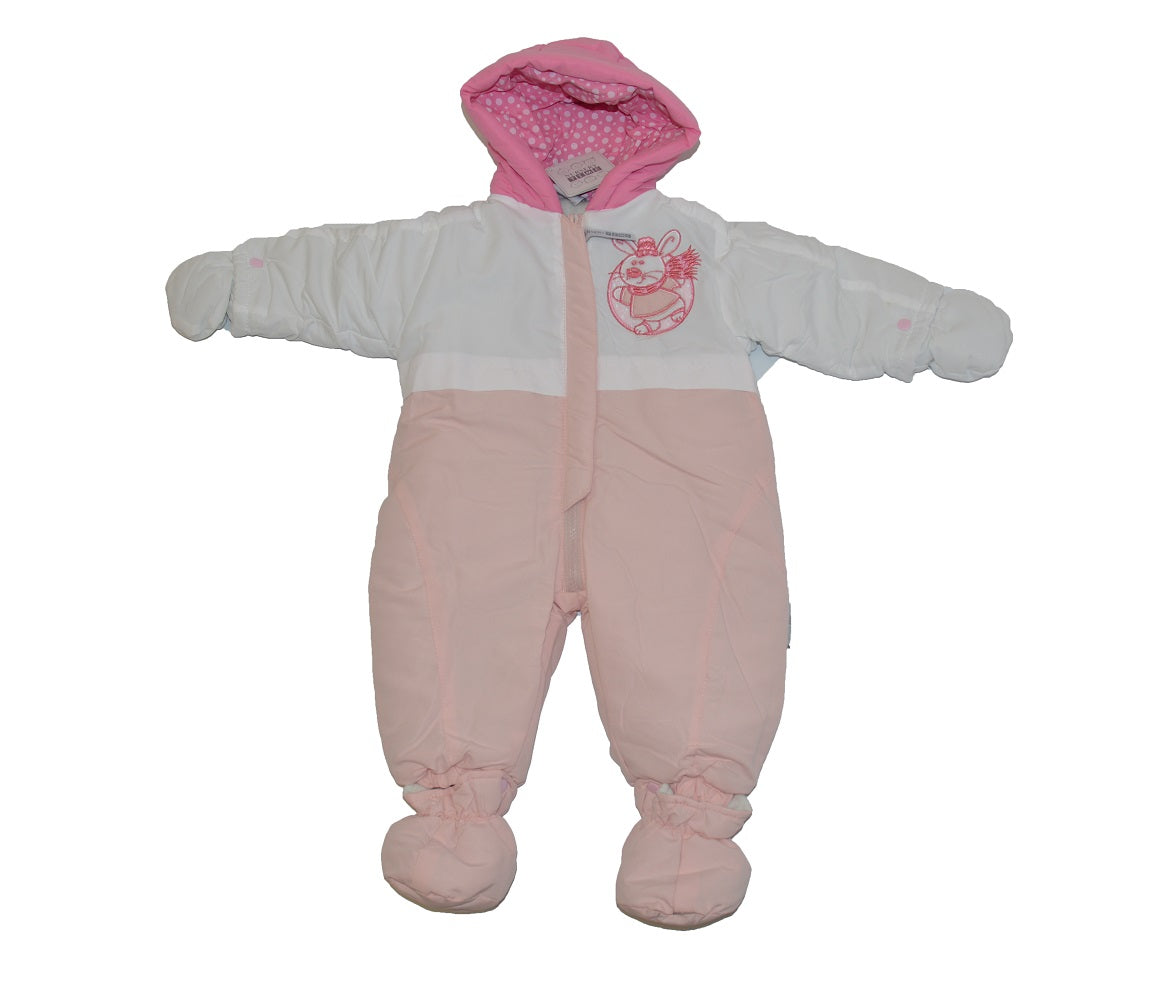 Snowsuit Colour Pink & White (Motif of a Bunny Rabbit)