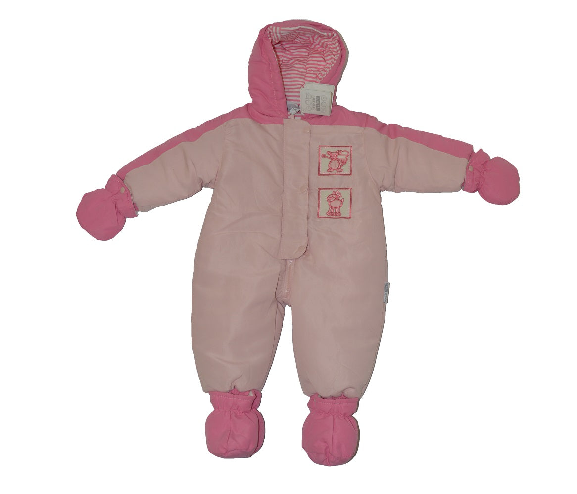 Snowsuit Hooded (Caricature Motifs) Pink 6-9 mths