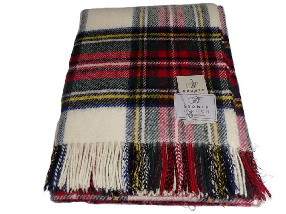 Tartan - Pure New Wool - Dress Stewart - Throw Blanket 145cm x 185cm