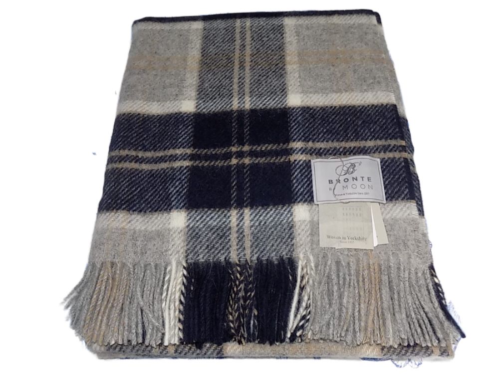 Tartan - Pure New Wool -Bannochbane Silver -Throw Blanket 145cm x 185cm