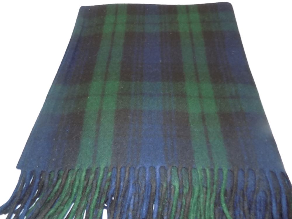 Highland Wool Blend Tartan Blanket / Throw Extra Warm Black Watch Tartan