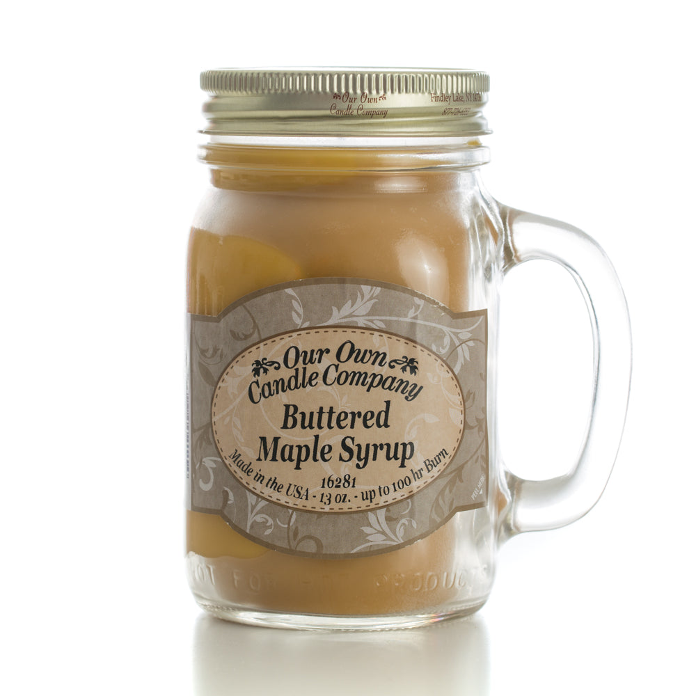 Our Own Candle Company Buttered Maple Syrup 13 Ounce Mason Jar Candle Scented