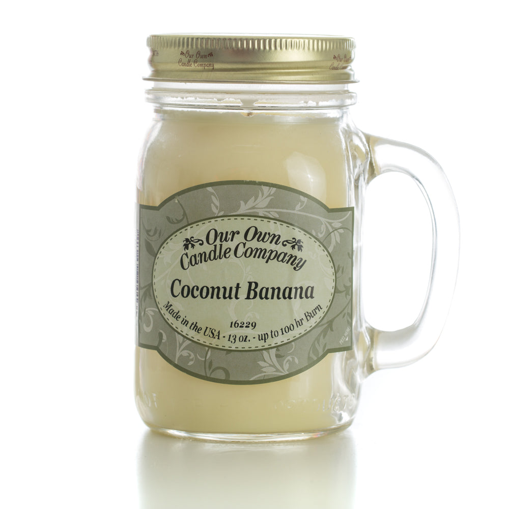 Our Own Candle Company Coconut Banana Fragranced Large 13oz Mason Jar Candle