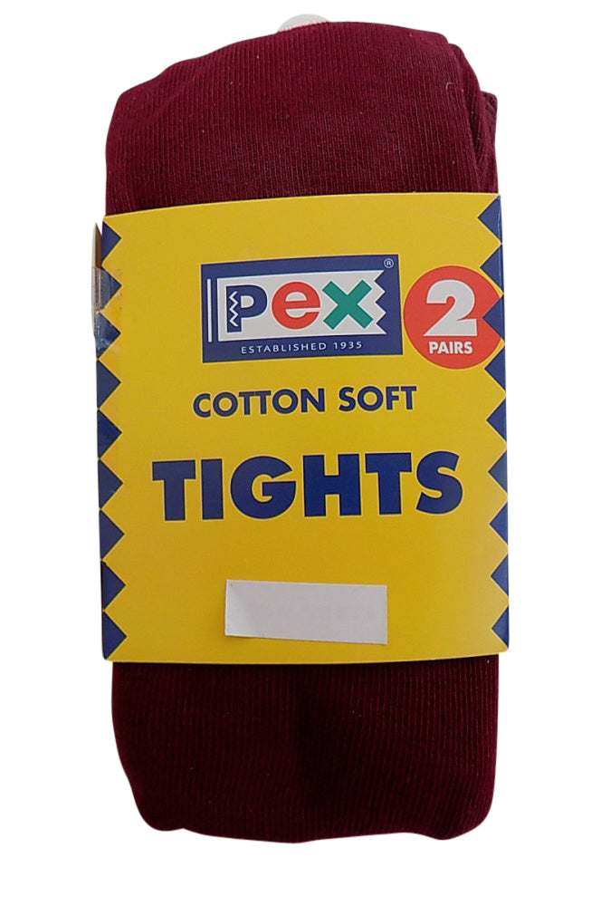 Pex Cotton Soft Sunset 2 Pair's Girl's Tights Colour Wine