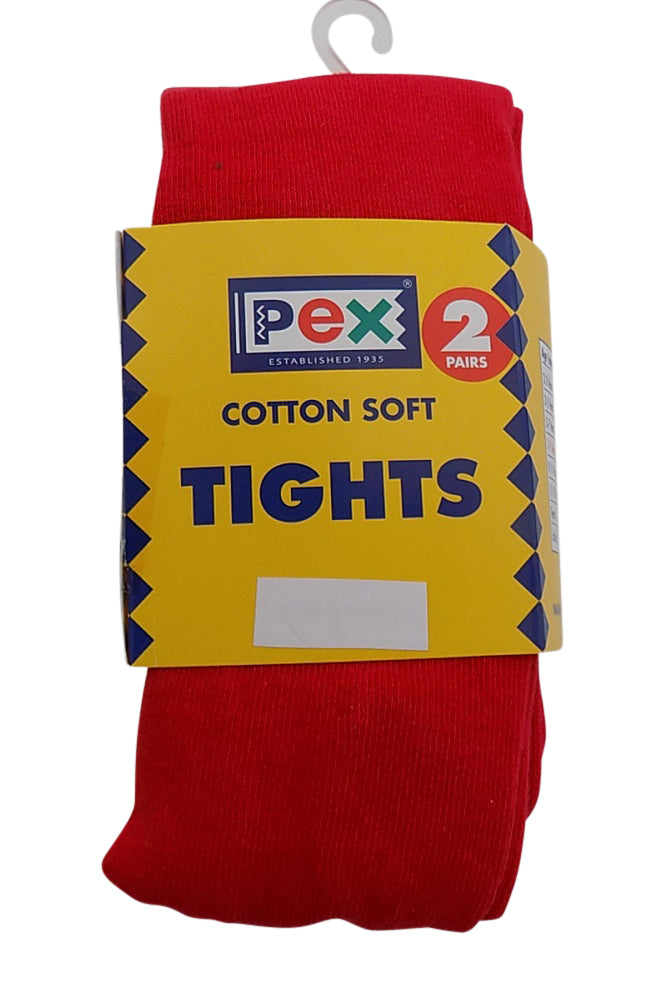 Pex Cotton Soft Sunset 2 Pair's Girl's Tights Colour Red