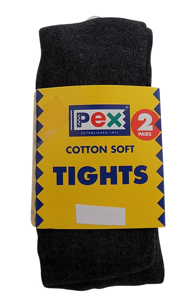 Pex Cotton Soft Sunset 2 Pair's Girl's Tights Colour Charcoal Grey