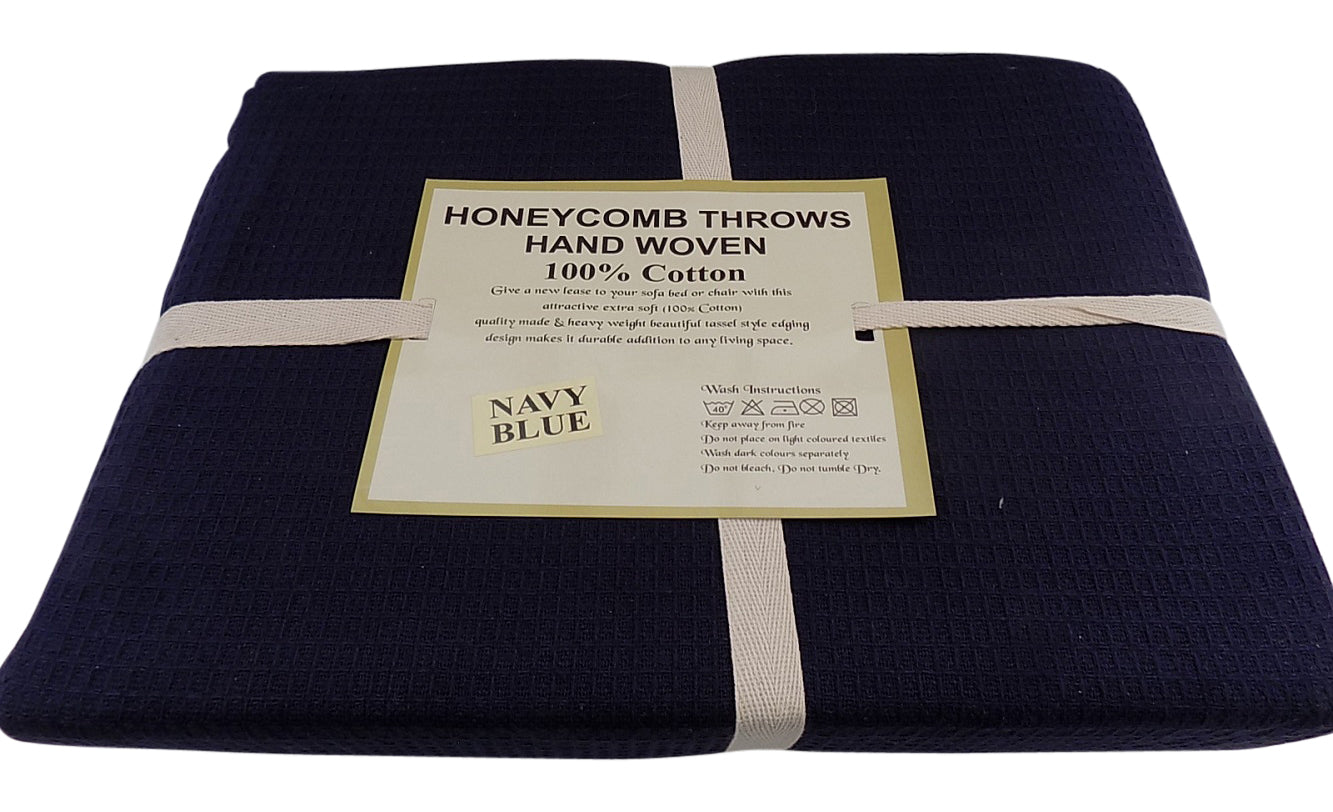 Honeycomb Throw King Size 102"x 102" (259cm x 259cm) Colour Navy