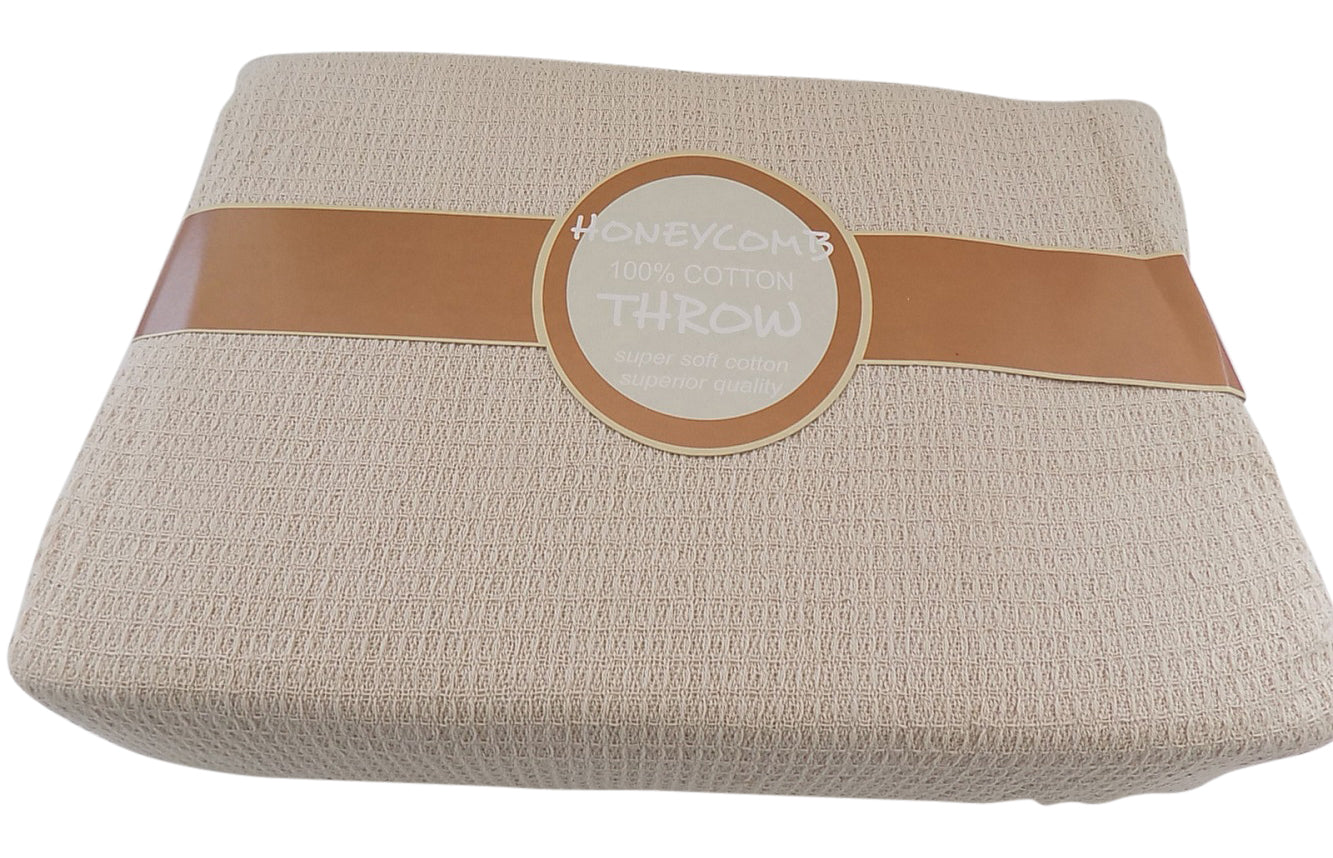 Honeycomb Throw Double Size 90" x 100" (229cm x 254cm) Colour Natural/Cream