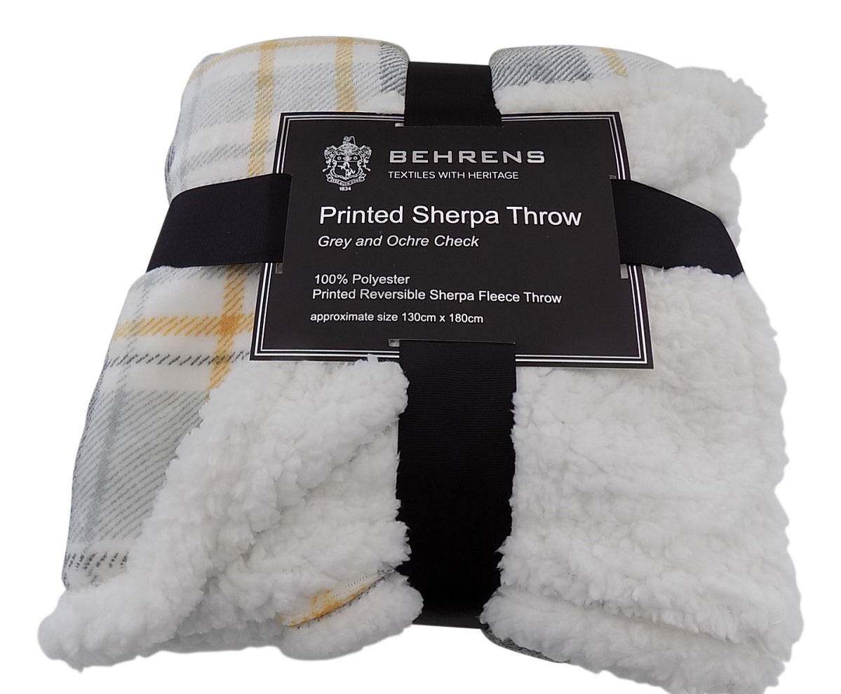 Harwoods Check Design Sherpa Reverse Throw 130cm x 180cm