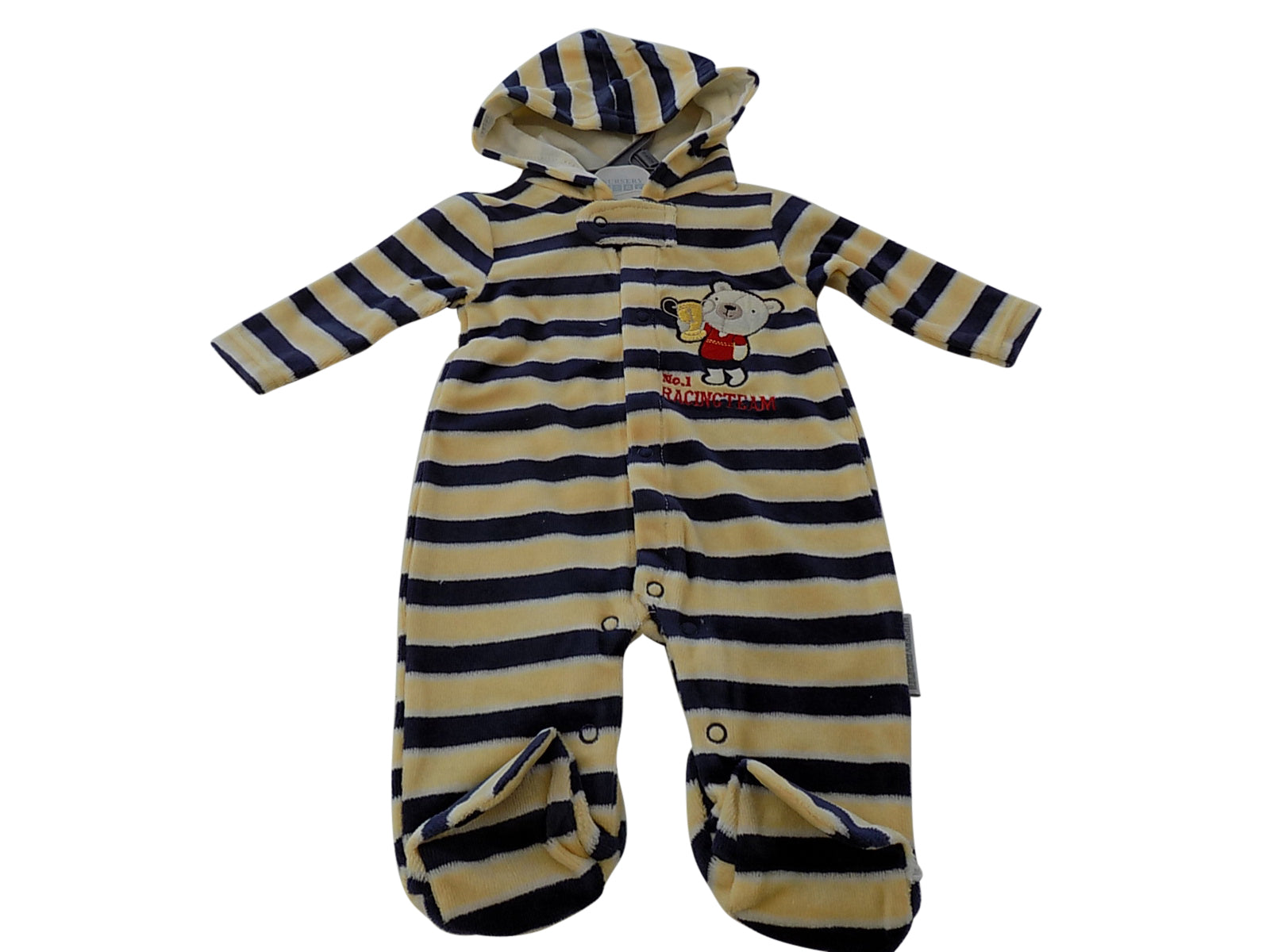 Hooded All in One - Racing Team Color Beige & Navy Stripe