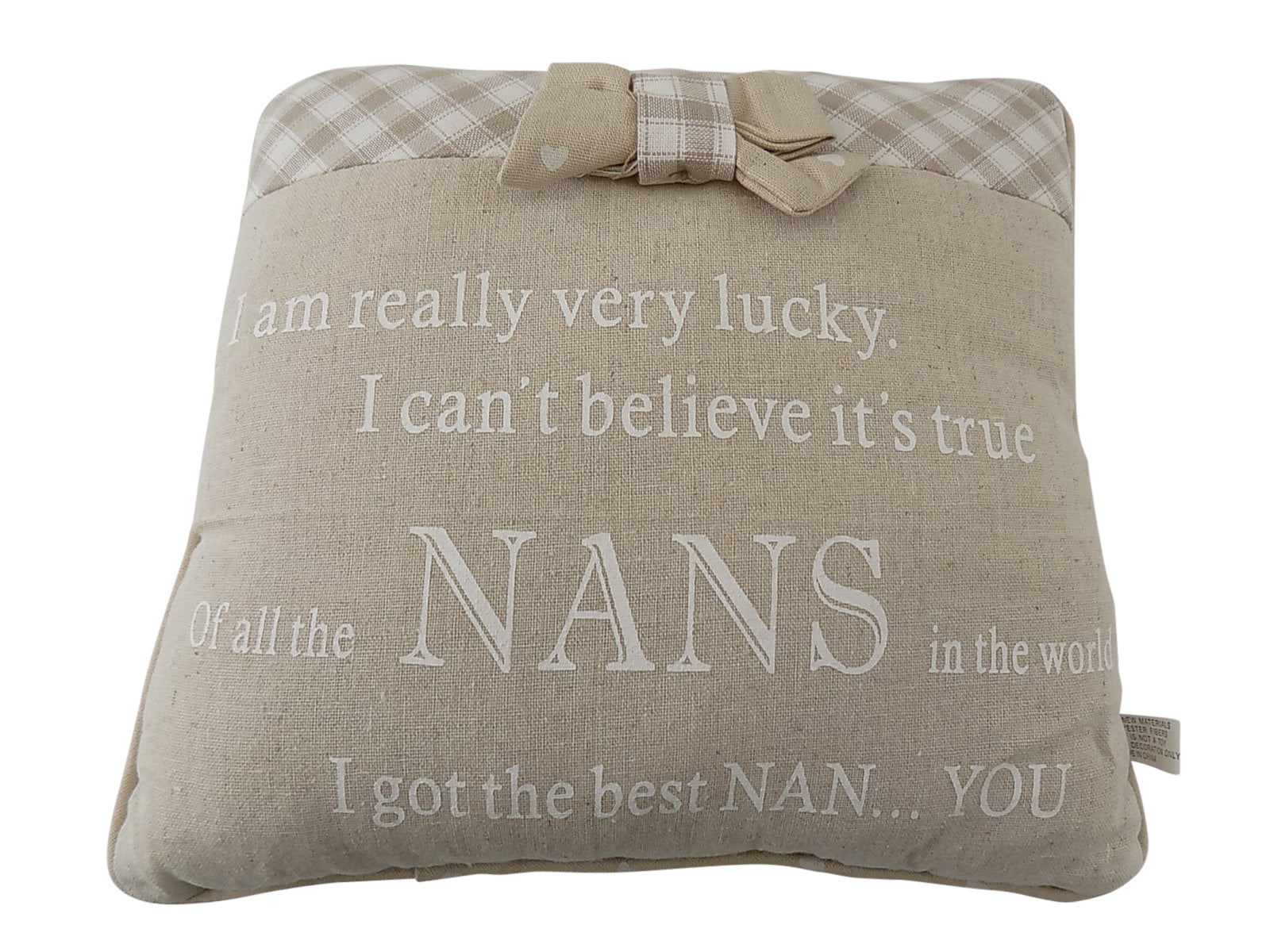 Rustic Country Farmhouse Grey & Brown Checked Nans Cushion