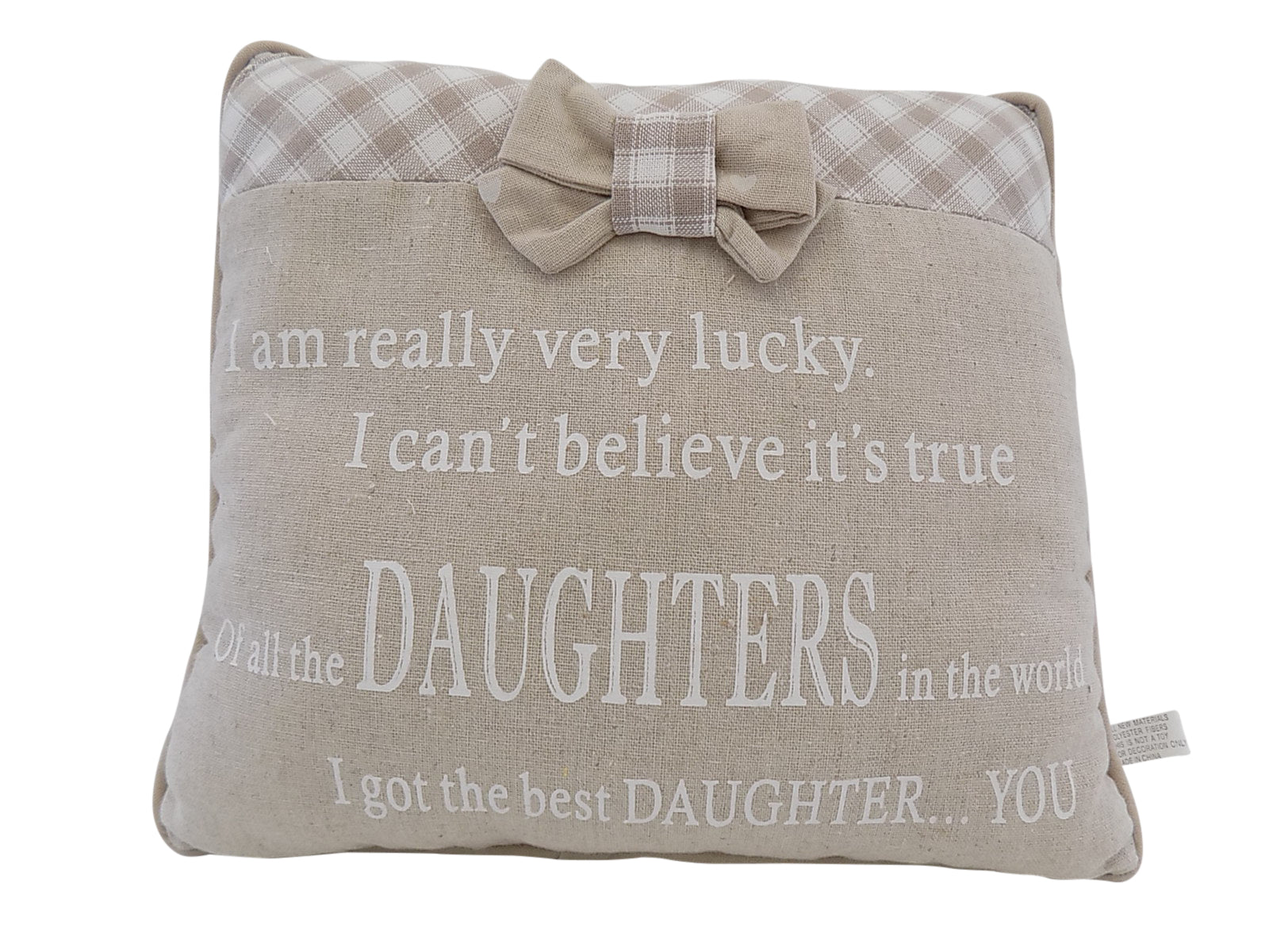 Rustic Country Farmhouse Grey & Brown Checked Daughters Cushion