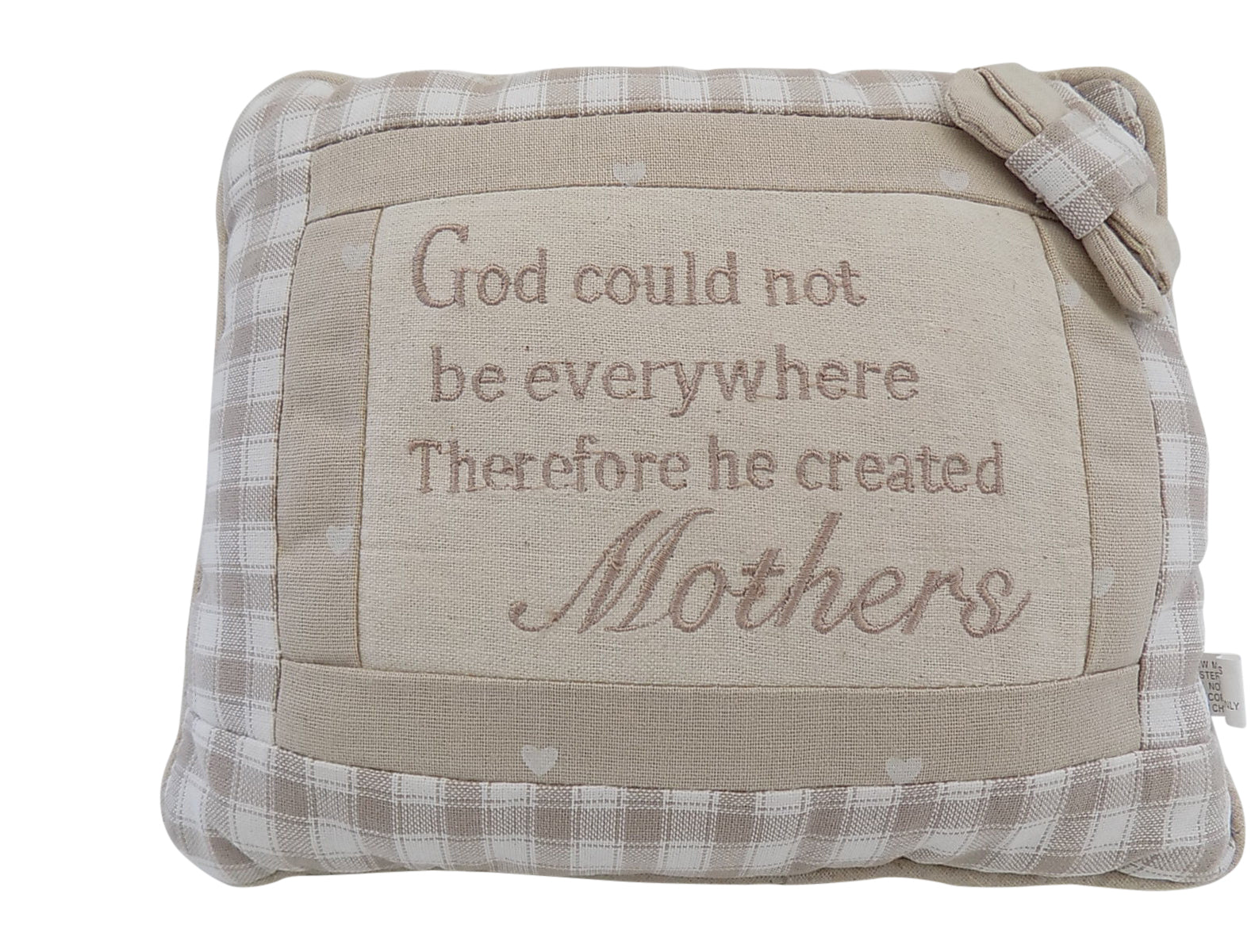 Rustic Country Farmhouse Grey & Brown Checked Mothers Cushion