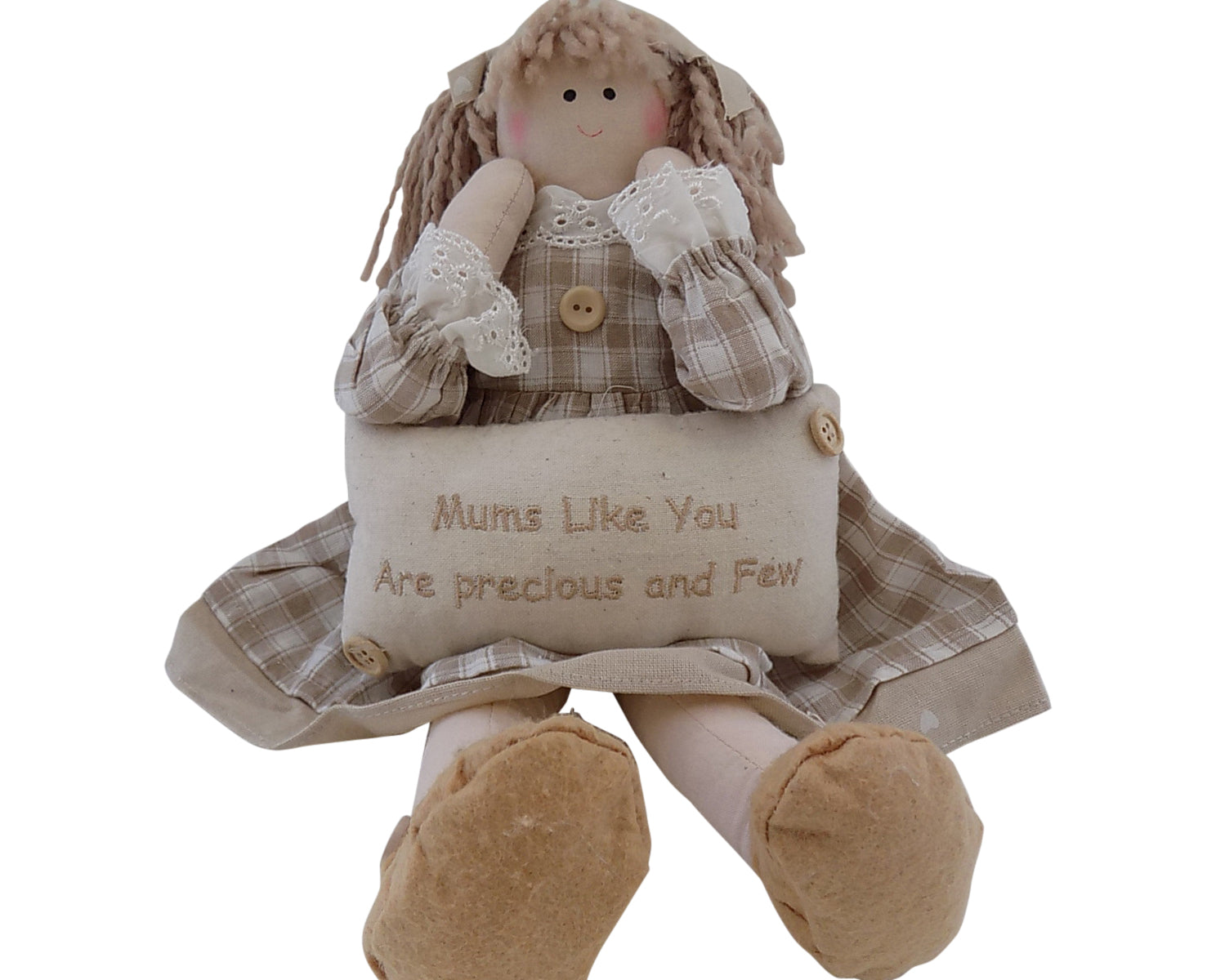 Rag décor doll cream & beige for sitting or hanging with cushion for Mums