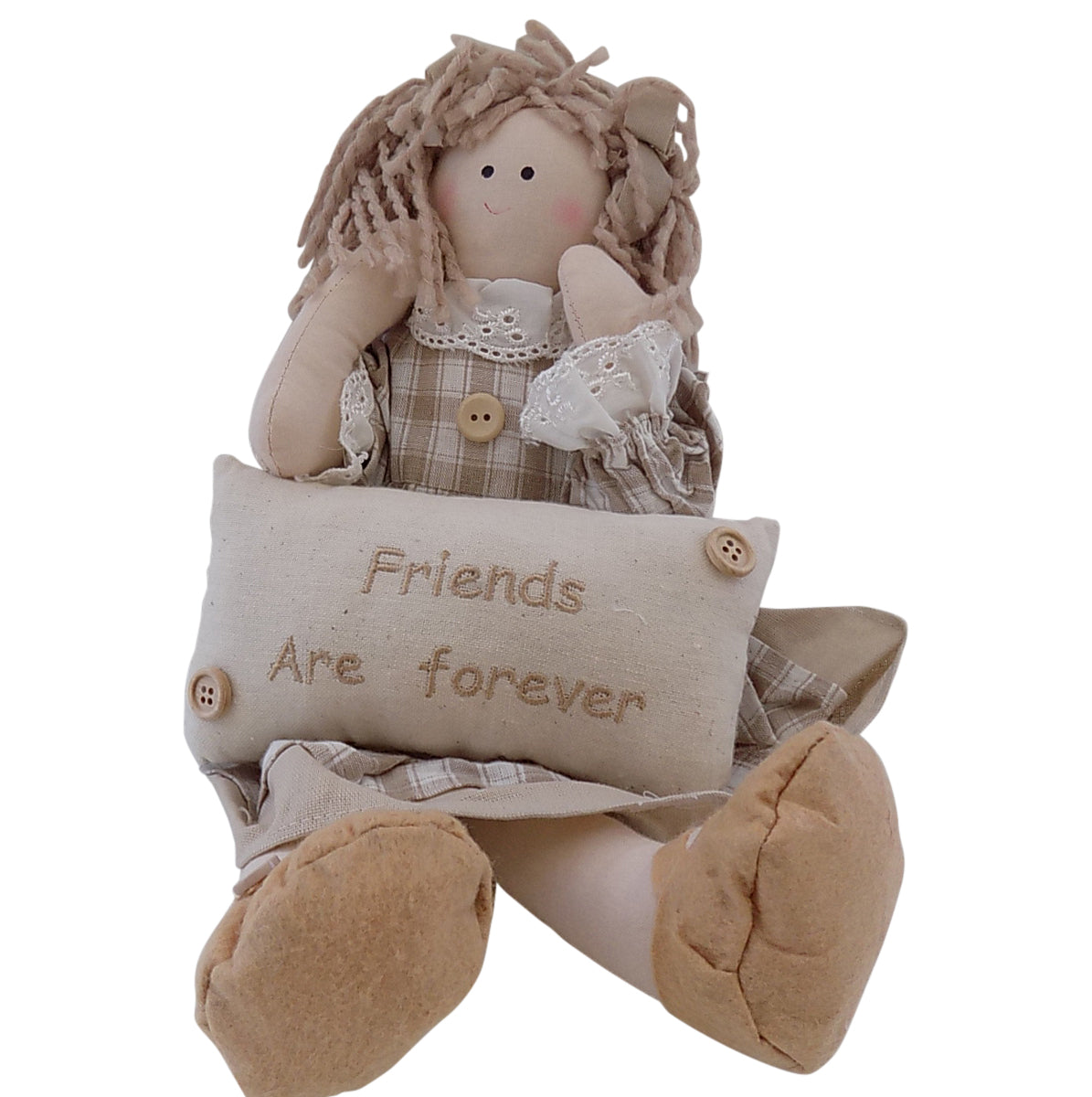 Rag décor doll cream & beige for sitting or hanging with cushion for Friends