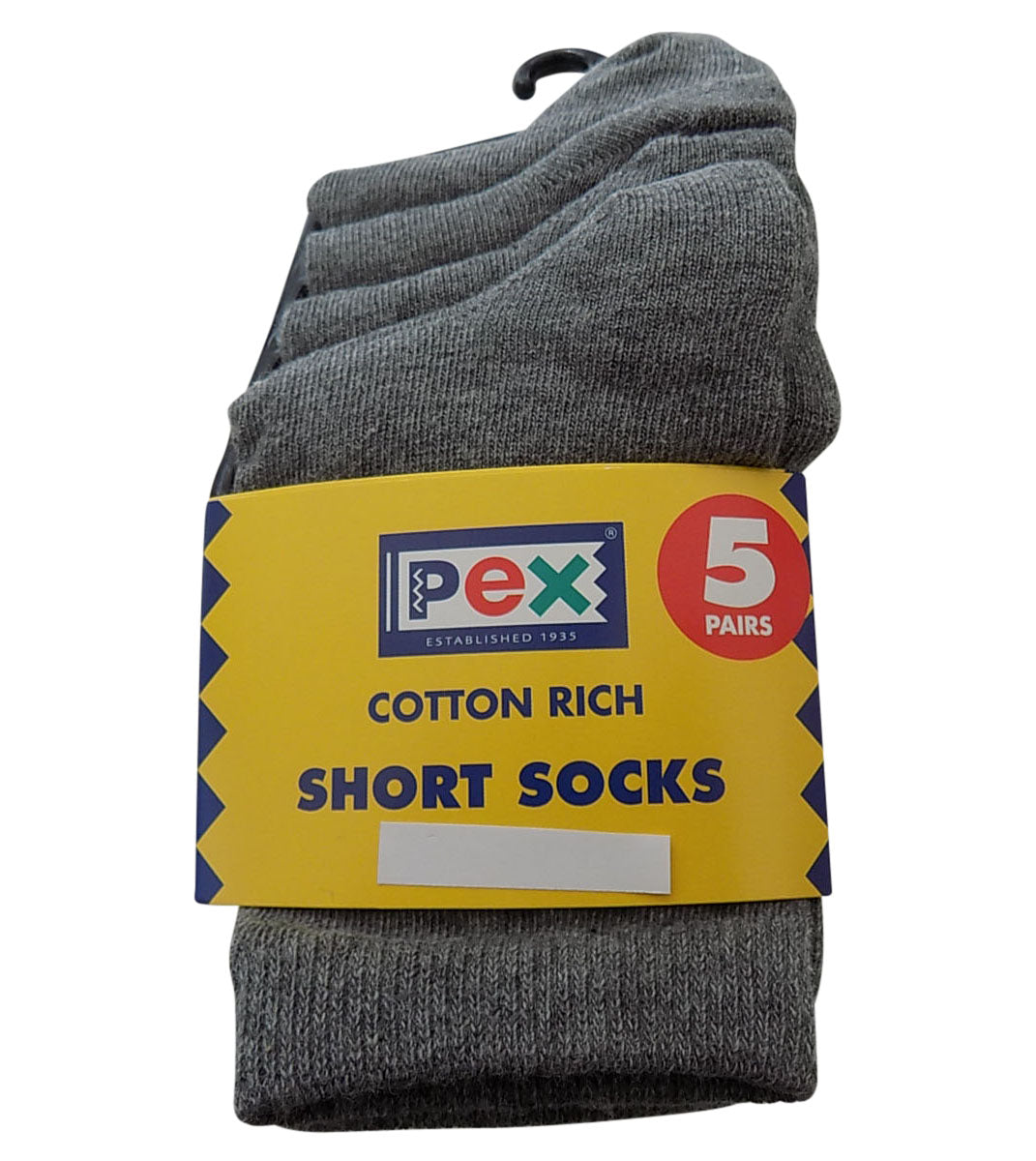 PEX Short School Award 5 Pairs Boy's/Girls Short Socks Lt Grey