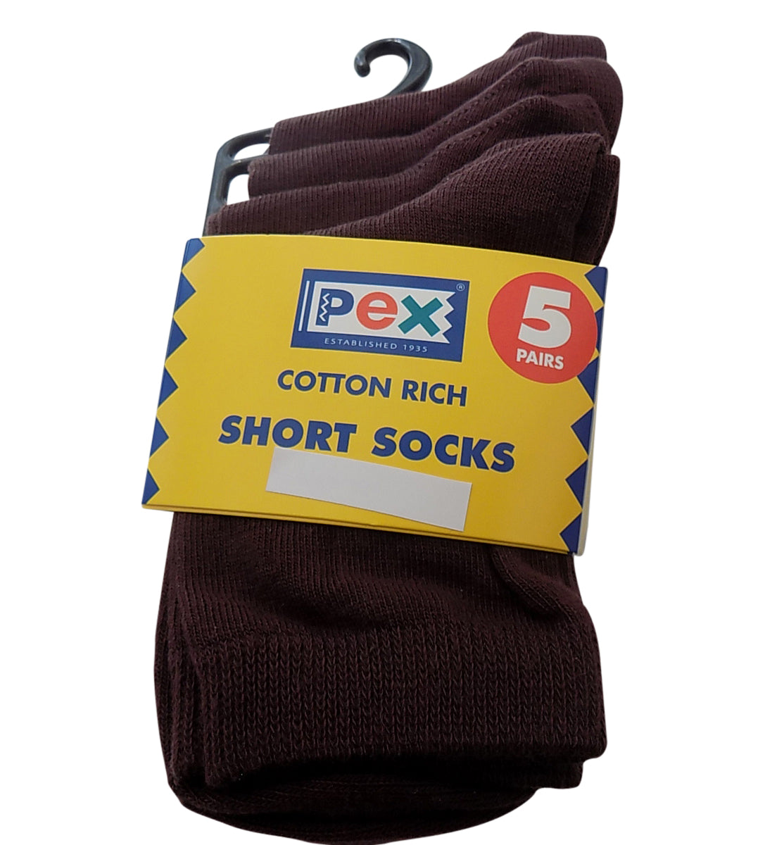 PEX Short School Award 5 Pairs Boy's/Girls Short Socks Brown