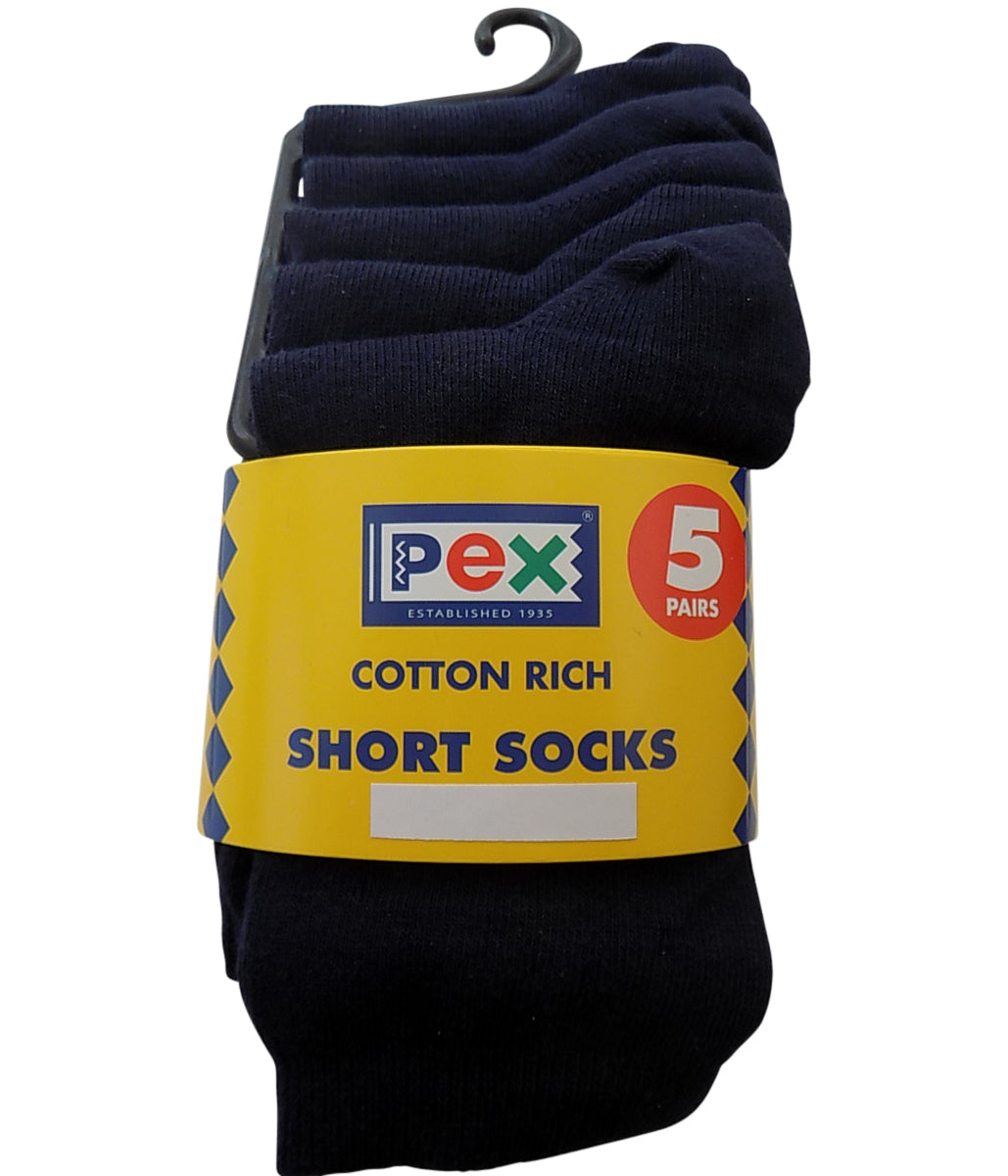 PEX Short School Award 5 Pairs Boy's/Girls Socks Navy