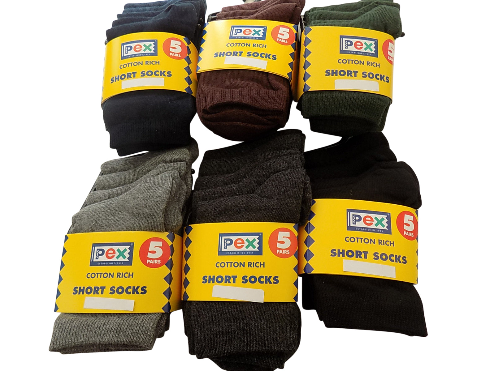 PEX Short School Award 5 Pairs Boy's/Girls Socks Black