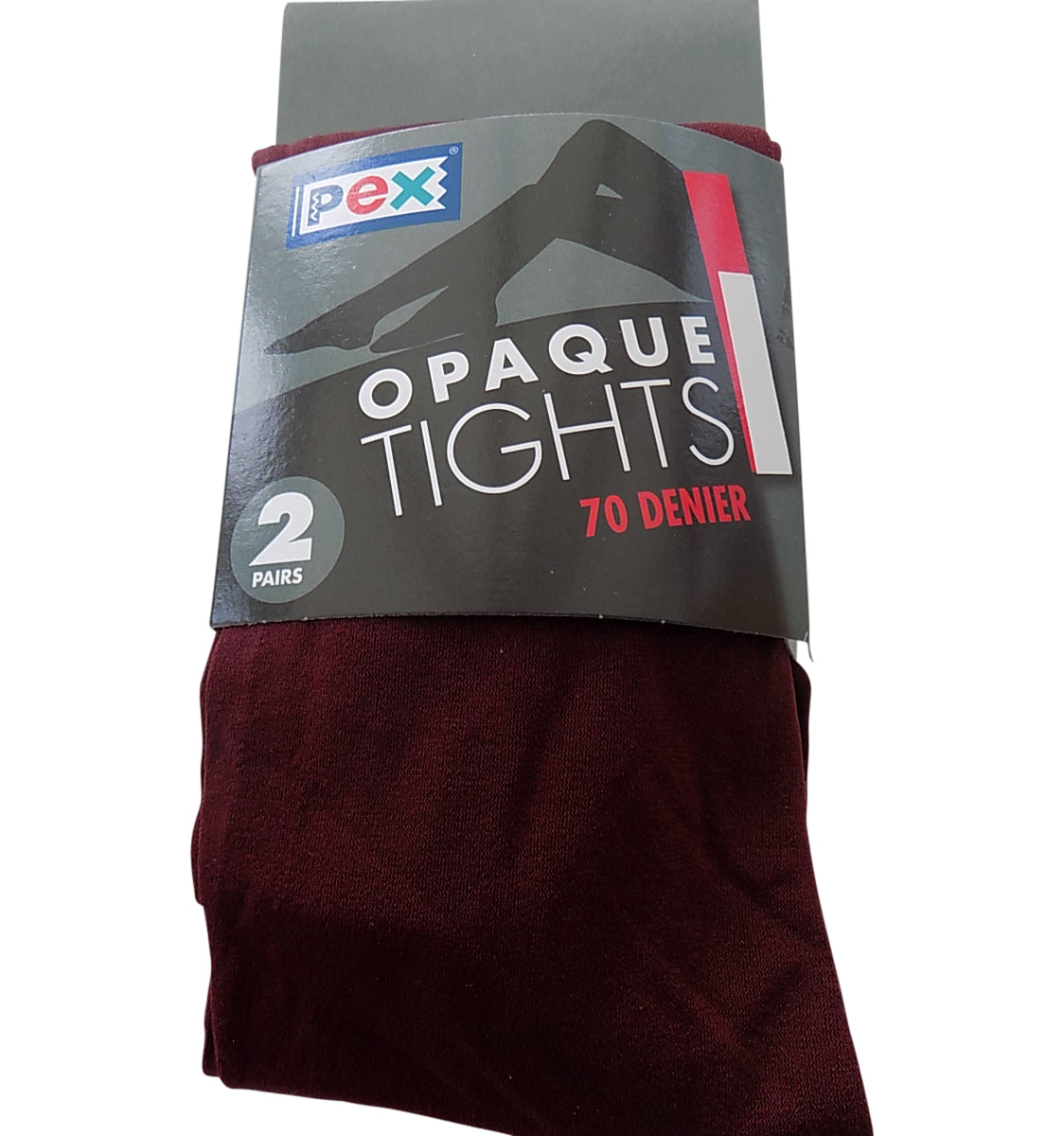 Opaque Pex Tights 70 Denier Lycra, 2 per pack Colour Wine