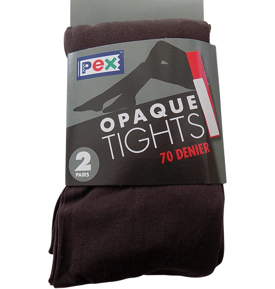 Opaque Pex Tights 70 Denier Lycra, 2 per pack Colour Brown