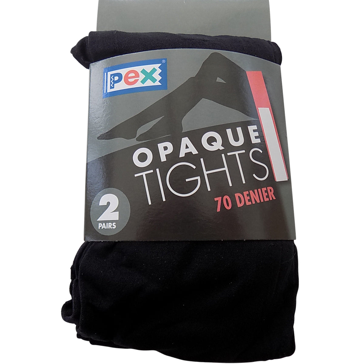 Opaque Pex Tights 70 Denier Lycra, 2 per pack Colour Black