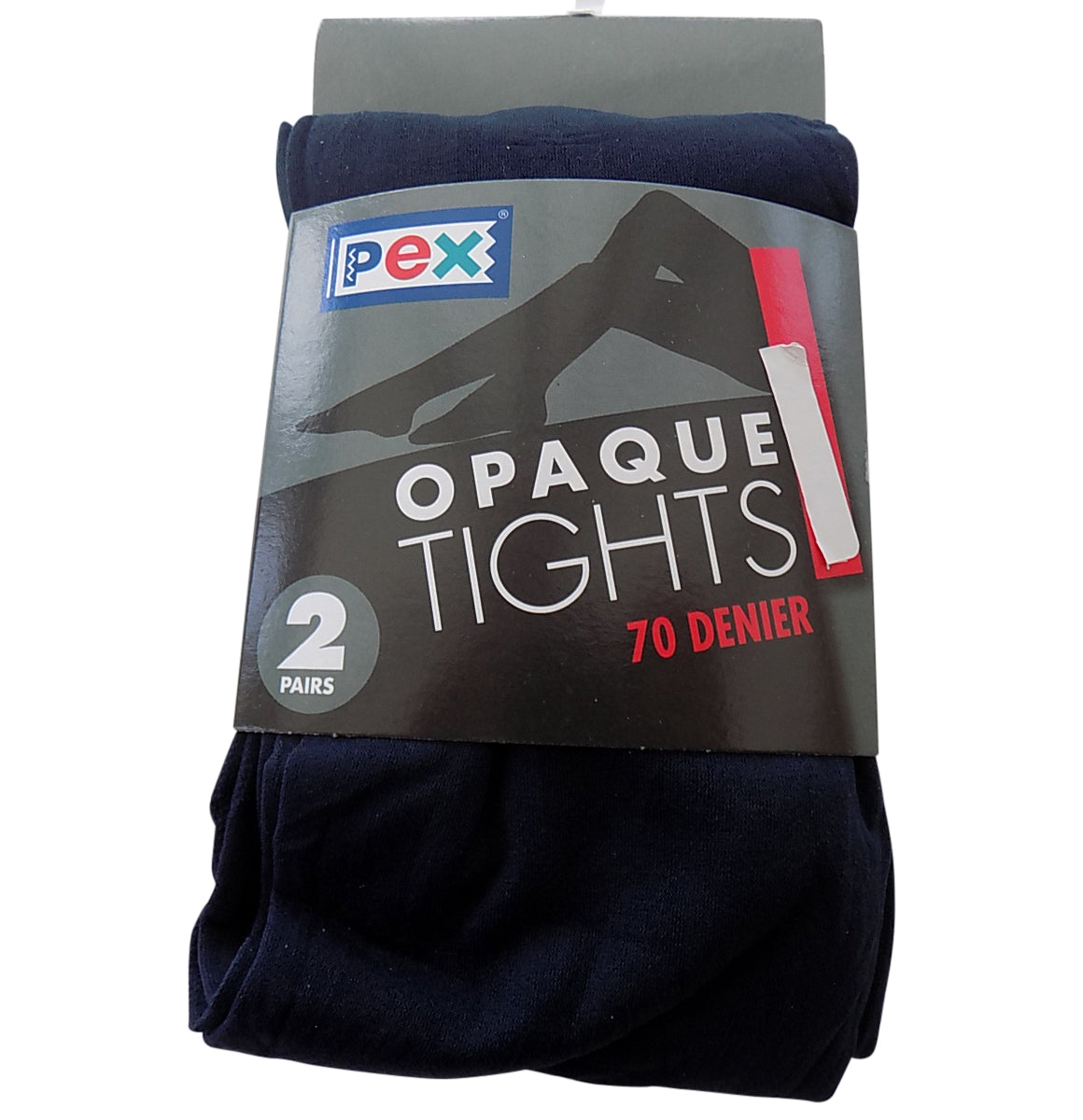 Opaque Pex Tights 70 Denier Lycra, 2 per pack Colour Navy